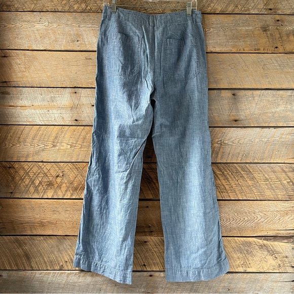 Gap Size 4 Wide Leg High Rise Chambray Pants Cotton Lightweight Beach Casual - Picture 2 of 14